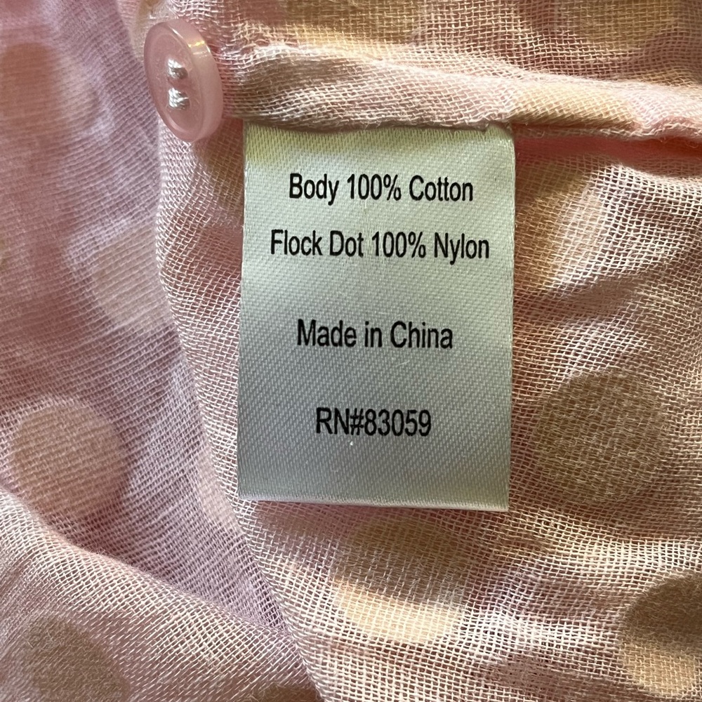 ISAAC MIZRAHI LIVE! Pale Pink Lightweight Ruffled Polka Dot Shirt Sz S - Picture 5 of 5